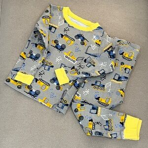 wonder nation Grey and Yellow Construction Truck Pajama Set